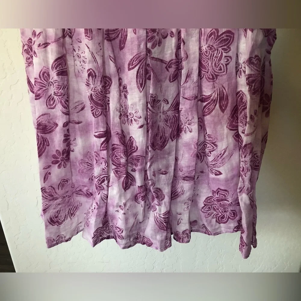 J Jill|Feminine FLORAL Linen/Cotton White & Lavendar midi skirt, flowy•••size 16